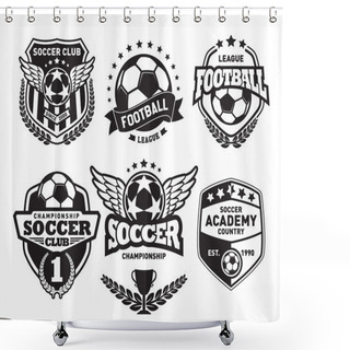 Personality  Set Of Soccer Football Crests And Logo Emblem Designs Shower Curtains