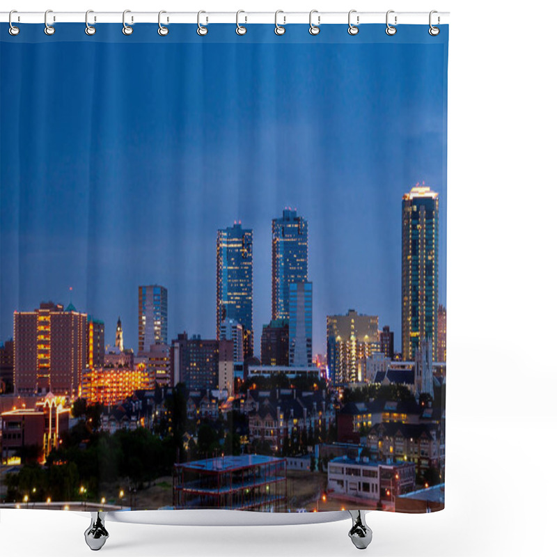 Personality  Fort Worth, Texas Skyline At Night Shower Curtains