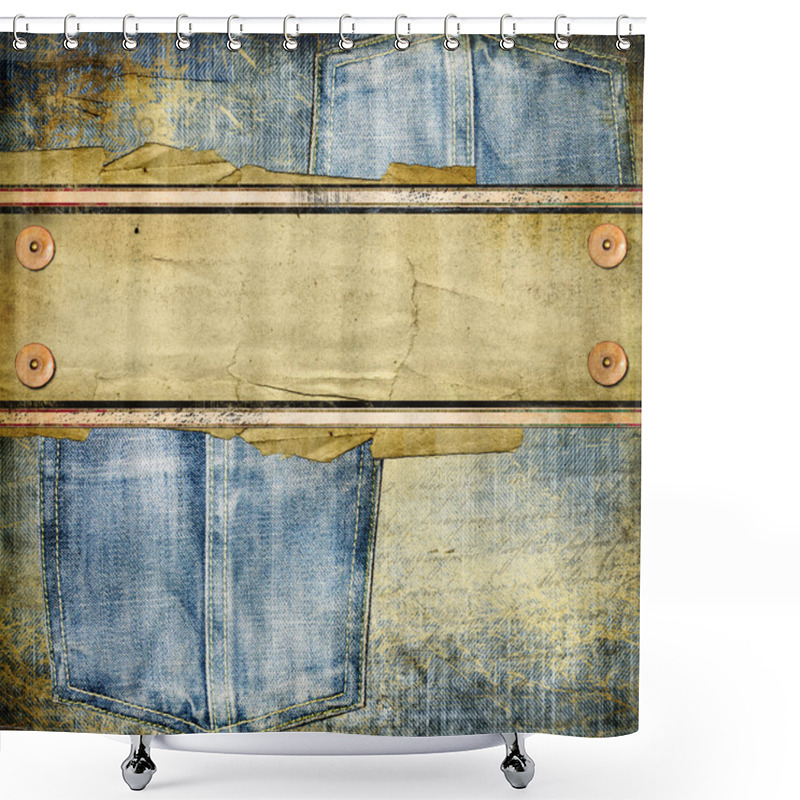 Personality  Vintage Jeans Background With Place For Text Shower Curtains