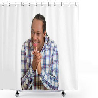 Personality  Headshot Sly, Scheming Young Guy Shower Curtains