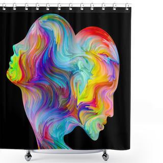 Personality  Colors Of Unity Series. Artistic Abstraction Composed Of Colorful And Surreal Human Profiles On The Subject Of Love, Passion, Romantic Attraction And Unity Shower Curtains
