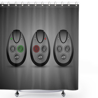 Personality  Security Remote Control For Car On Black Background Shower Curtains