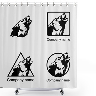 Personality  Set Of Wolf Logos Shower Curtains