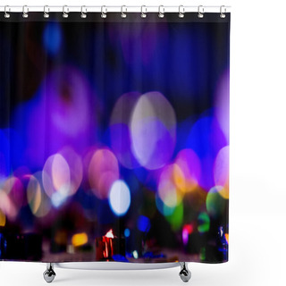 Personality  Defocused Entertainment Concert Lighting On Stage, Bokeh. Shower Curtains