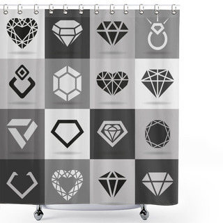 Personality  Diamond Vector Icons Set Shower Curtains