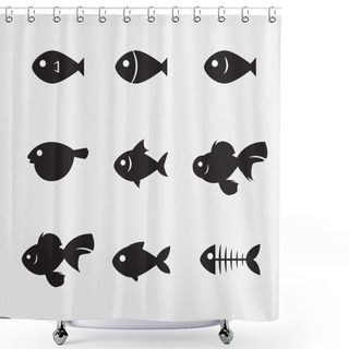 Personality  Fish Icon Shower Curtains