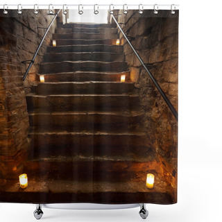 Personality  Spooky Stone Stairs In Old Castle Shower Curtains