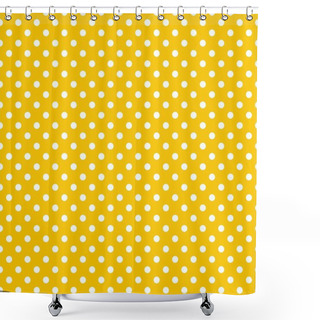 Personality  Seamless Vector Pattern With Small White Polka Dots On A Sunny Yellow Background. Shower Curtains
