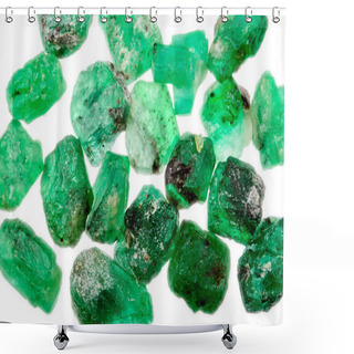 Personality  Green Rough Natural Emeralds Shower Curtains