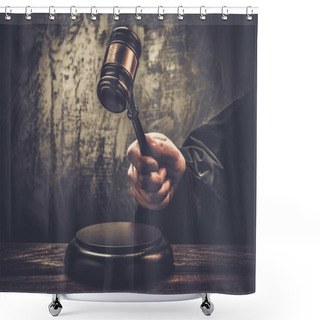 Personality  Judge's Hand Holding Wooden Hammer  Shower Curtains