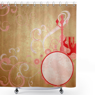 Personality  Abstract Red Sity Retro Vintage Brown Background Shower Curtains