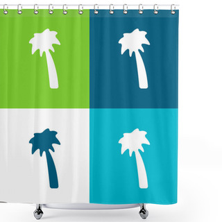 Personality  Black Palm Tree Flat Four Color Minimal Icon Set Shower Curtains