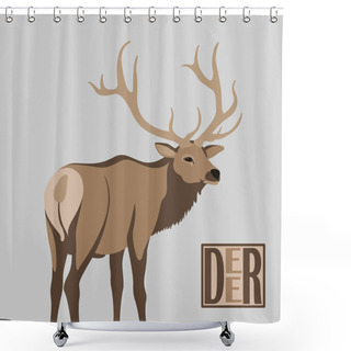 Personality  Deer Vector Illustration Style Flat Shower Curtains