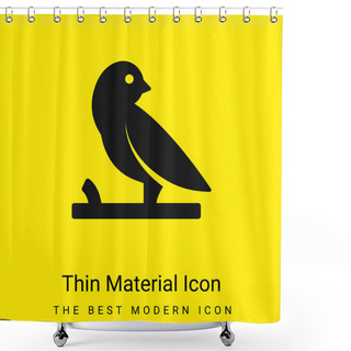 Personality  Bird On A Branch Minimal Bright Yellow Material Icon Shower Curtains