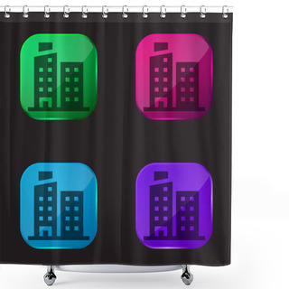 Personality  Apartment Four Color Glass Button Icon Shower Curtains