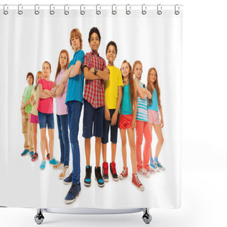 Personality  Many Confident Boys And Girls Stand Together Shower Curtains