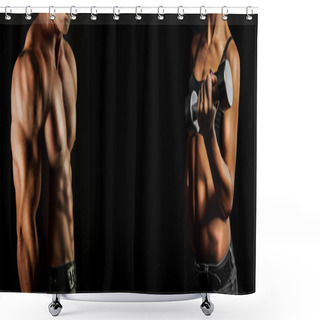 Personality  Bodybuilding. Man And  Woman Shower Curtains