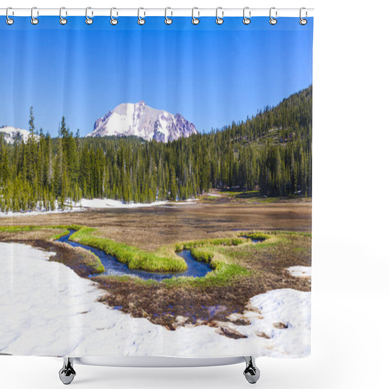 Personality  Snow On Mount Lassen In Lassen Volcanic National Park Shower Curtains