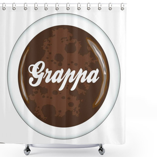 Personality  Top View Of A Cup Of Grappa Coffee Over A White Background Shower Curtains