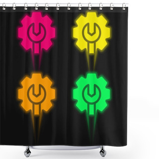Personality  Admin Four Color Glowing Neon Vector Icon Shower Curtains