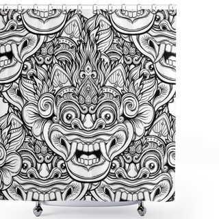 Personality  Barong. Traditional Ritual Balinese Mask. Vector Decorative Orna Shower Curtains