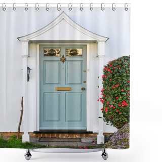 Personality  View Of A Beautiful House Exterior And Front Door In England  Shower Curtains