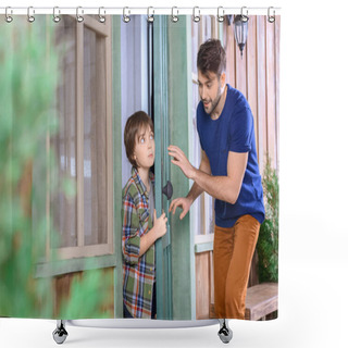 Personality  Father And Son Playing Hide And Seek Shower Curtains