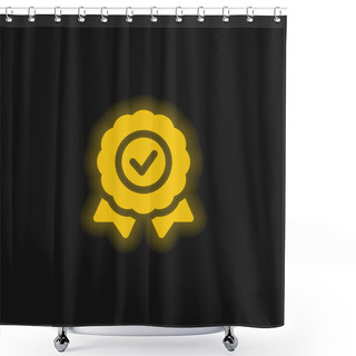Personality  Badge Yellow Glowing Neon Icon Shower Curtains