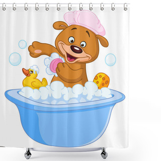 Personality  Teddy Bear Taking A Bath Shower Curtains