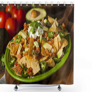 Personality  Homemade Unhealthy Nachos With Cheese And Vegetables Shower Curtains