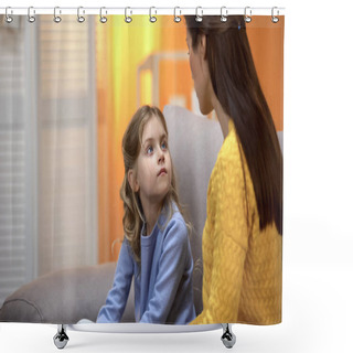 Personality  Mother And Daughter Talking, Mom Explaining How To Behave In Life Situations Shower Curtains