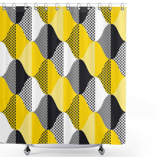 Personality  Black And Yellow Fun Concept Geometry Pattern.  Shower Curtains