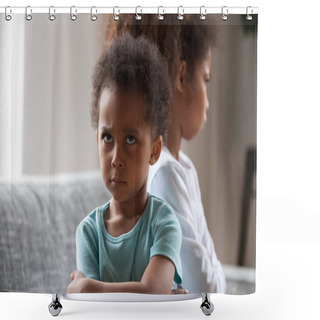 Personality  Angry African American Little Boy Offended Ignoring Black Sister Shower Curtains