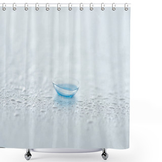Personality  Close Up View Of Contact Lense On White Background With Water Drops Shower Curtains