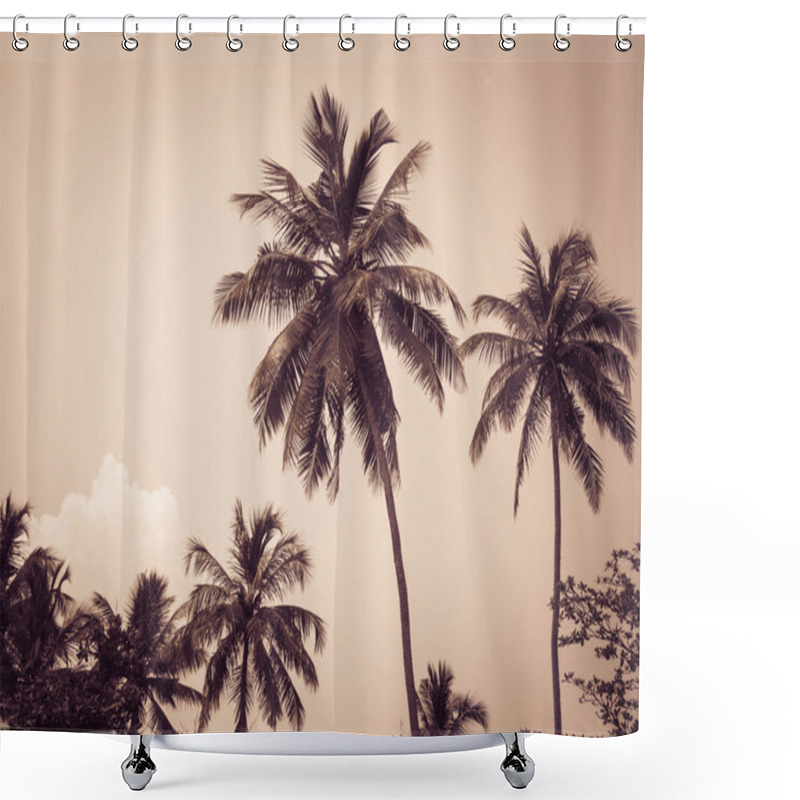 Personality  Coconut Palm Trees In The Tropics. Sepia Effect Shower Curtains