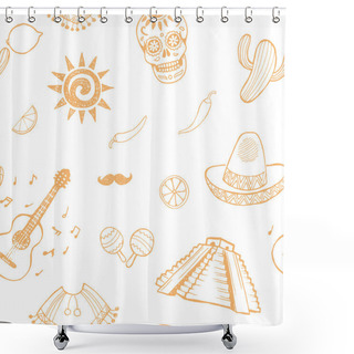 Personality  Mexican Sketch Set. Shower Curtains