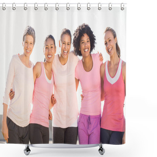 Personality  Women Wearing Pink For Breast Cancer Shower Curtains