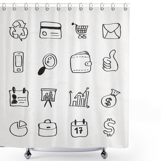 Personality  Hand Drawn Business Doodles. Vector Shower Curtains
