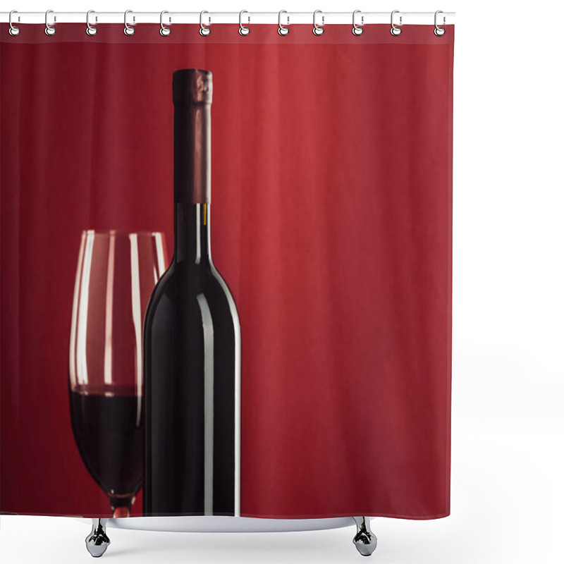 Personality  Red Wine In Glass And Bottle  Shower Curtains