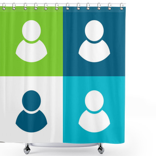 Personality  Black Male User Symbol Flat Four Color Minimal Icon Set Shower Curtains
