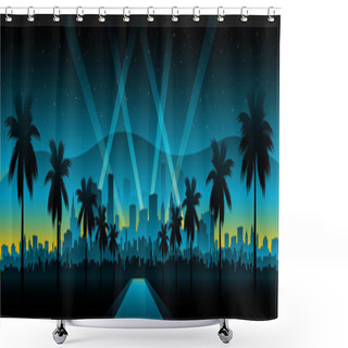 Personality  Hollywood Cityscape Background Movie Red Carpet Shower Curtains