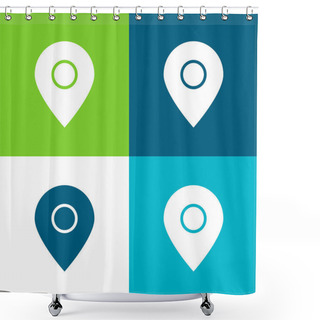 Personality  Big Map Locator Flat Four Color Minimal Icon Set Shower Curtains