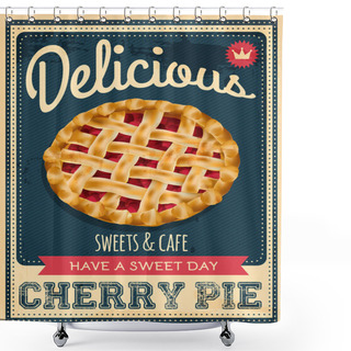 Personality  Vector Vintage Styled Cherry Pie Poster Shower Curtains