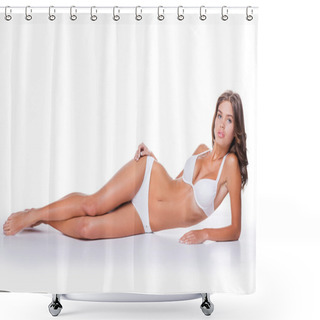 Personality  Attractive Young Woman In Lingerie Shower Curtains