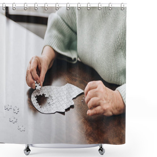 Personality  Cropped View Of Senior Woman Playing With Puzzles  Shower Curtains