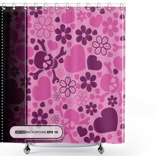 Personality  Card With Colorful Skulls And Hearts Shower Curtains