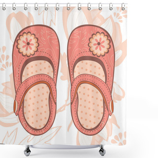 Personality  Illustration Of Beautiful Baby Girl Shoes Shower Curtains