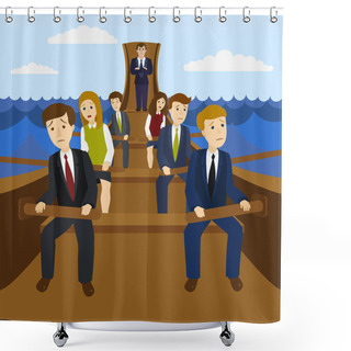 Personality  Office Workers In The Galley Vector Illustration Shower Curtains