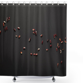 Personality  Top View Of Red Beans On Black Surface Shower Curtains