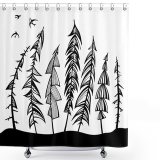 Personality  Vintage Forest Set. Shower Curtains
